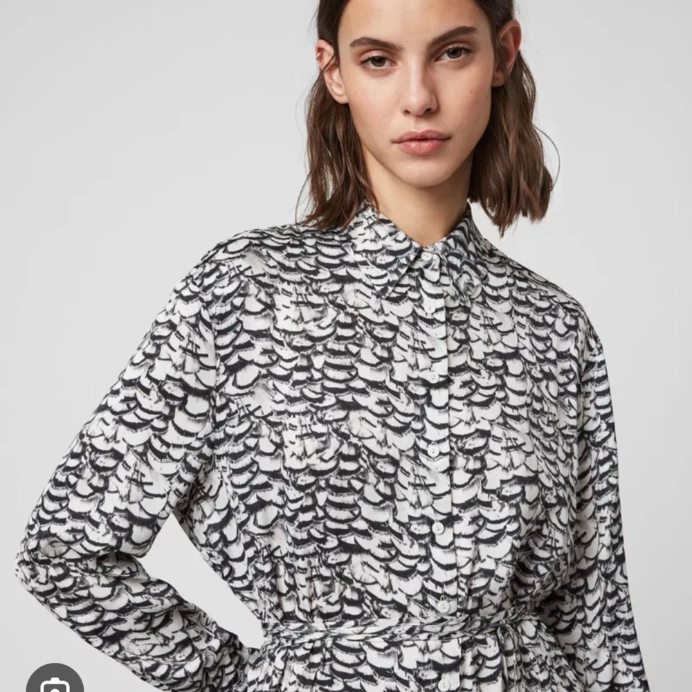 All Saints Anya Plume Midi Shirt Dress